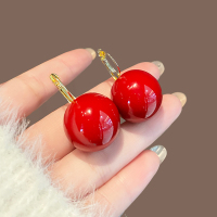 红色珍珠耳环2024年新款港风复古耳环轻奢高级感气质耳饰女送女朋友老婆情人节七夕生日礼物