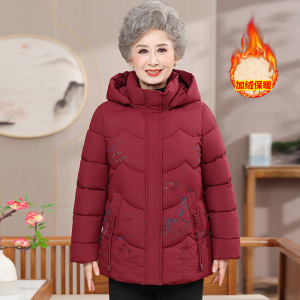 年女装中老年外套女大码宽松奶奶装棉衣加绒加厚老年女装棉服