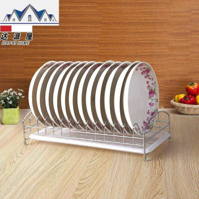 单层厨房台式餐具碗架沥水盘子碟收纳架接水托盘单排置物金属架子 三维工匠
