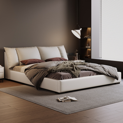 真皮大床轻奢头层牛皮床客厅主卧极简-卡尔适星耀