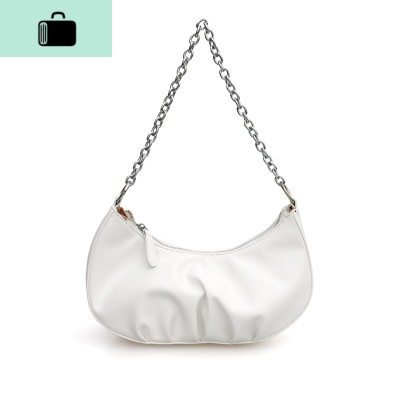 2020春夏小众新款软皮褶皱新月牙包粗链条简约饺子形腋肩包女NEW LAKE女士单肩包