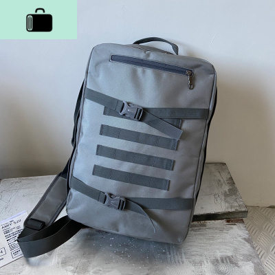 男士潮牌书包女韩版高中大学生大容量背包帆布旅行包男多用双肩包NEW LAKE 深灰色收藏宝贝送5徽章