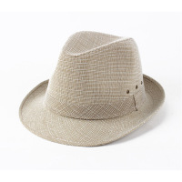 迪鲁奥（DILUAO)春四季帽子男 大沿男士礼帽透气遮阳爵士帽中老年男帽麻料礼帽