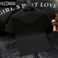 HLCOMAN百搭短袖T恤男2024新款纯色休闲打底上衣圆领修身体恤衫