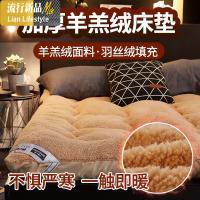 [超厚10cm羊羔绒床垫]加厚保暖羽丝绒床垫子1.5m1.8m 三维工匠