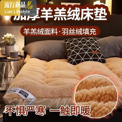 [超厚10cm羊羔绒床垫]加厚保暖羽丝绒床垫子1.5m1.8m 三维工匠