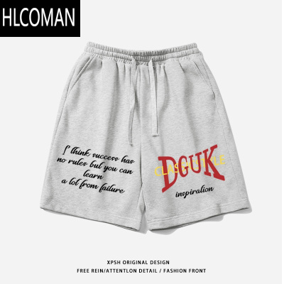 HLCOMAN美式痞帅hiphop休闲短裤男夏季潮牌百搭宽松情侣装抽绳运动五分裤