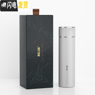 三维工匠保温杯女大容量男士水杯便携不锈钢泡茶杯定制杯子男 铅灰500-礼盒装团购定制