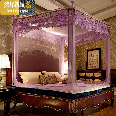 方顶拉链蚊帐三开双人1.8m床全底防摔儿童1.5米坐床式家用蚊帐 三维工匠