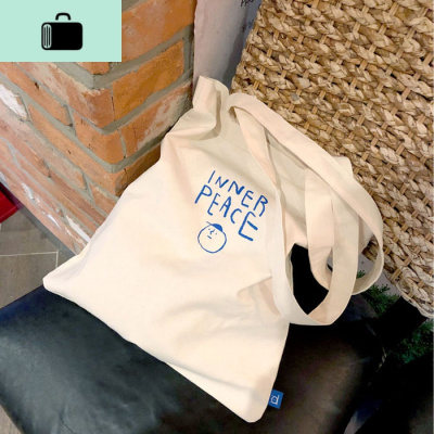 布包女单肩韩国ulzzang简约手提袋日系原宿文艺学生书包百搭NEW LAKE 白色女士单肩包