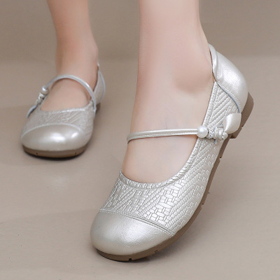 秋季新款圆头浅口平底舒适玛丽珍鞋真皮复古一字带四季单鞋