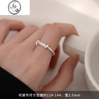 JiMi[]925银银线条缠绕情侣戒指女小众高级设计食指戒时尚指环