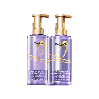 欧莱雅 洗发水丰盈蓬松补水保湿玻尿酸水光洗护套装洗发露 440ml+润发乳440ml