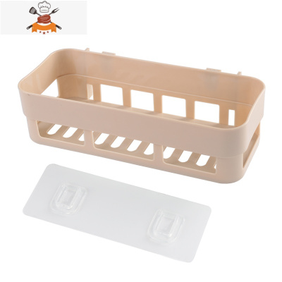 免打孔浴室收纳篮厨房吸壁式 卫生间收纳蓝化妆品收纳盒 敬平 北欧咖[2个] 1层厨房收纳盒