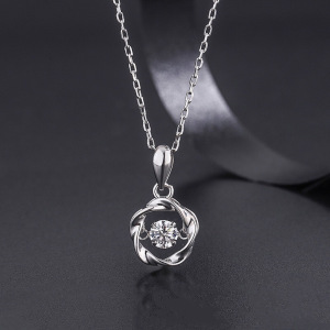 灵动莫比乌斯项链女纯银锁骨链跳动的心简约送女友吊坠项饰品批发送女朋友老婆情人节七夕生日礼物 白金色