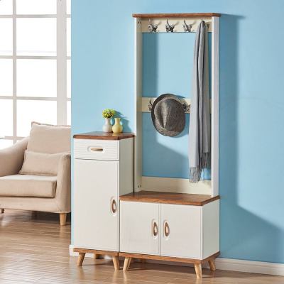 北欧挂衣架鞋柜简约现代厅柜组合衣帽柜多功能玄关储物柜白