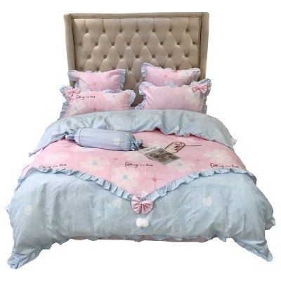 美帮汇床上四件套夏季款少女心被套韩版带花边小仙女床单公主风