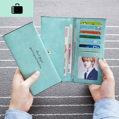 2019年新款韩版钱包女长款薄款卡包软面复古磨砂学生小钱包潮NEW LAKE