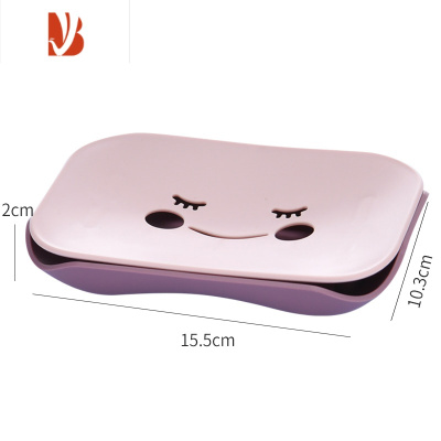 三维工匠肥皂盒免打孔创意个性沥水卡通卫生间浴室家用肥皂盒架可爱香皂盒 粉色笑脸款