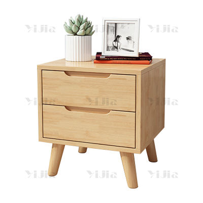 翌嘉 YJ4030702 实木床头柜简约床边柜子收纳柜储物柜 斜脚双抽款