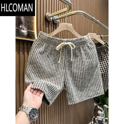 HLCOMAN宽松休闲短裤男士夏季潮牌千鸟格花色百搭运动5五分沙滩裤男外穿