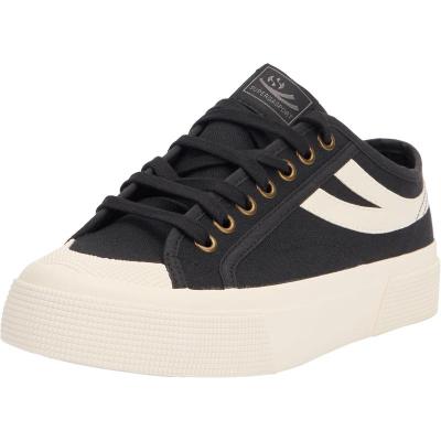 SUPERGA纯棉透气帆布拼接橡胶底休闲板鞋女款圆头系带运动鞋