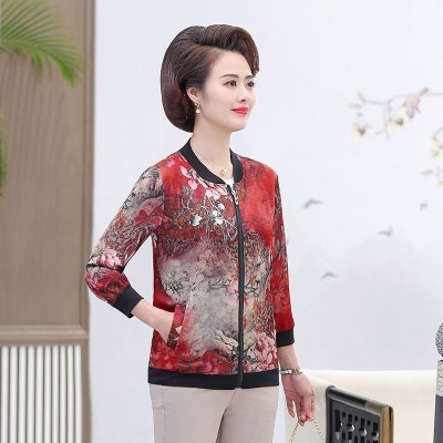 迪鲁奥(DILUAO)中老年女春秋服外套短款宽松大码洋气妈妈装开衫夏上衣薄