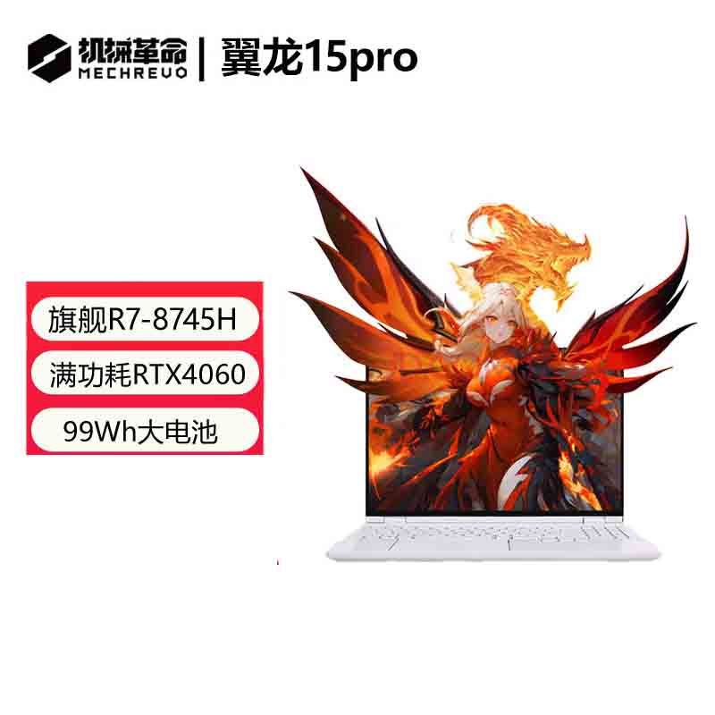 机械革命(MECHREVO)翼龙15Pro 15.3英寸99Wh长续航轻薄游戏笔记本电脑 R7-8745H 32G 1T RTX4060 2.5K 240H白