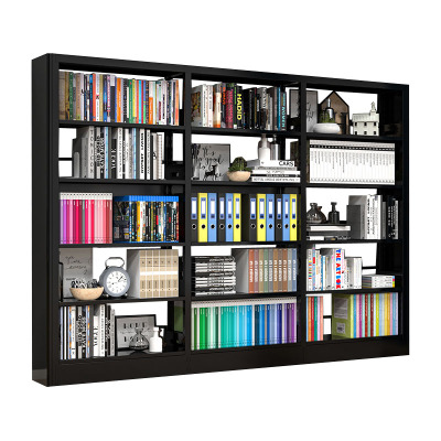 锦北 书架学校图书馆阅览室书籍架落地资料档案架黑色白色 单面一列三