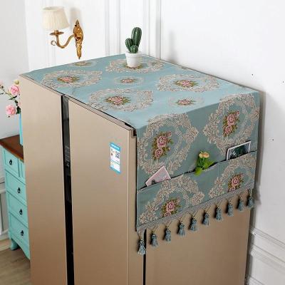 家柏饰(CORATED)冰箱盖布防尘罩对开双开单开冰箱罩布艺欧式流苏吊坠家用盖巾 锦绣-蓝色 60*140cm