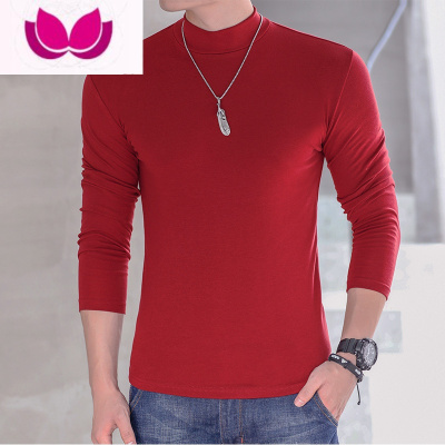 七斓中半高领打底衫男士长袖t恤纯色修身大码保暖秋衣韩版