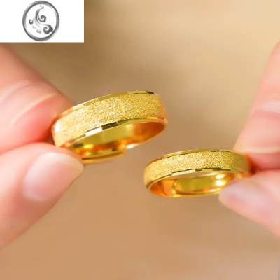 JiMi仿金色素圈男女款对戒小红书同款活口饰品戒指时尚可调节指环送礼