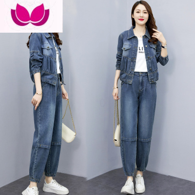 七斓牛仔套装女2023新款休闲名媛气质减龄洋气时髦设计感套潮