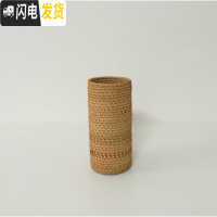 三维工匠越南秋藤手工编织家居藤编笔筒茶道六君子收纳插筒小饰品创意收纳 8*15