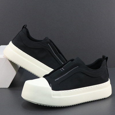 男鞋夏季透气防臭简约百搭冰丝布鞋厚底增高轻便一脚蹬懒人休闲鞋