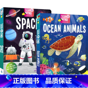 全套 2册 [正版]Seek & Find Searchlight Space Ocean Animals 太空 海洋动