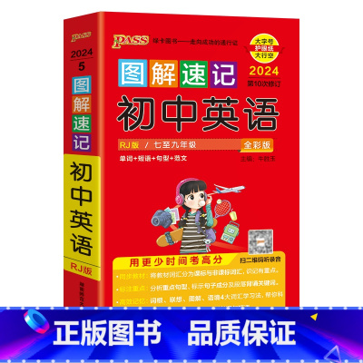 初中英语RJ人教版 初中通用 [正版]2024版pass绿卡图解速记初中英语RJ人教版七八九年级上册下册全彩版赠高效学测