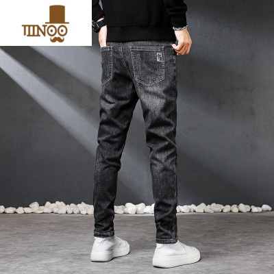 YANXU牛仔裤男潮流百搭青年潮牌修身小脚小直筒款弹力新塘春季夏季薄款