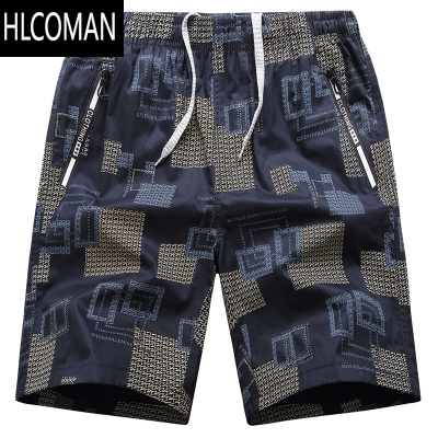 HLCOMAN居家大裤衩男外穿加肥加大男士短裤夏季宽松休闲胖子5五分沙滩裤