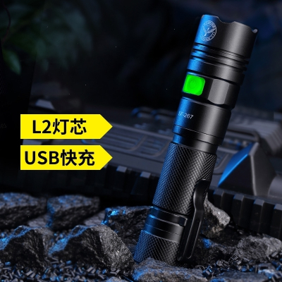 定制强光古达手电筒led灯芯伸缩装电池初中生高中生防水小型18650家用