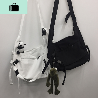 INS原宿风暗黑系机能工装帆布包男女休闲百搭大容量包包斜挎包潮NEW LAKE女斜挎包