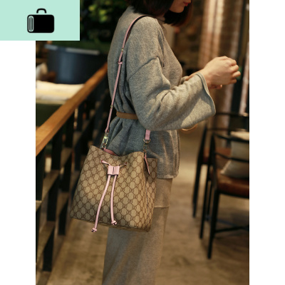 水桶包女2019新款2020简约百搭印花宽肩带大容量手提单肩斜跨女包NEW LAKE女士手提包