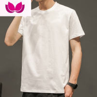 七斓2023新款潮流男士短袖T恤圆领纯色白黑半袖上衣服体桖打底衫