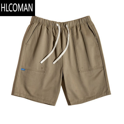 HLCOMAN工装法式卡其色运动短裤帆布休闲修身直筒五分裤男士夏季