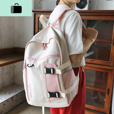 初中生书包女韩版高中学生撞色ins风背包原宿ulzzang大学生双肩包NEW LAKE