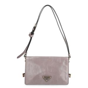 普拉达(PRADA)女款真皮磁吸翻盖单肩包手提斜挎包大容量实用金属 grey