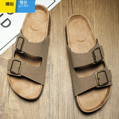 聚范勃肯鞋2024夏季新款复古拖鞋男女款大码45一字拖沙滩鞋外穿46
