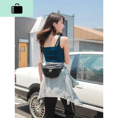 胸包女潮ins 运动时尚百搭腰包2020新款防水尼龙布链条单肩斜挎包NEW LAKE 黑色女斜挎包