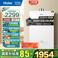 海尔(Haier)燃气热水器天然气家用无级变频水伺服恒温五段微火七重净水健康洗智能KE5 13升[下置风机+轻音低噪]