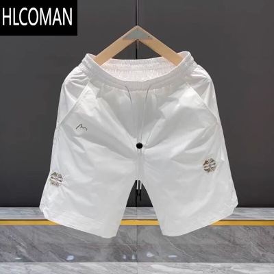 HLCOMAN欧货短裤男2025夏季新款透气薄款时尚刺绣百搭速干休闲沙滩五分裤